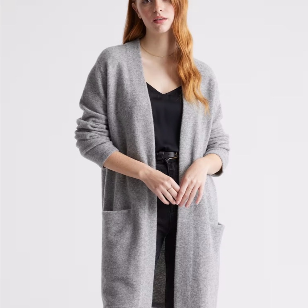 Quince Gray Knit Cardigan Sweater